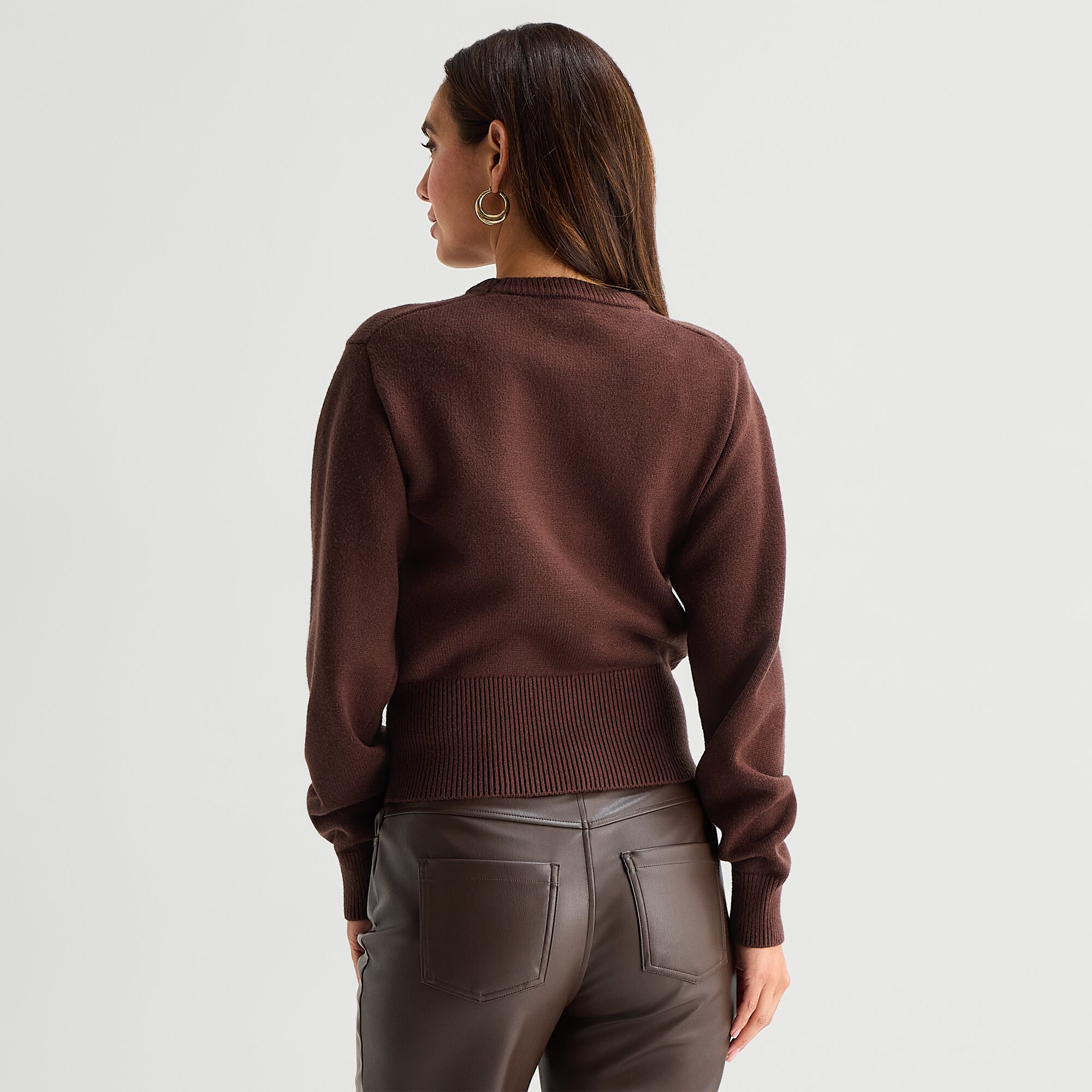 Bold Elements Womens Crew Neck Long Sleeve Cardigan