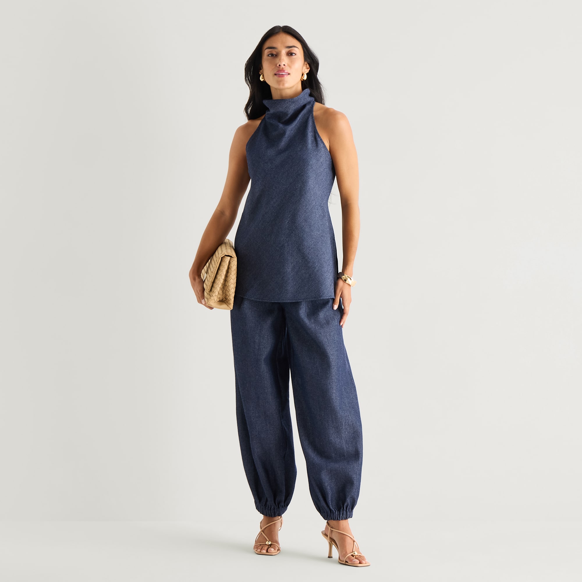Worthington Womens Tall High Rise Tapered Palazzo Pant