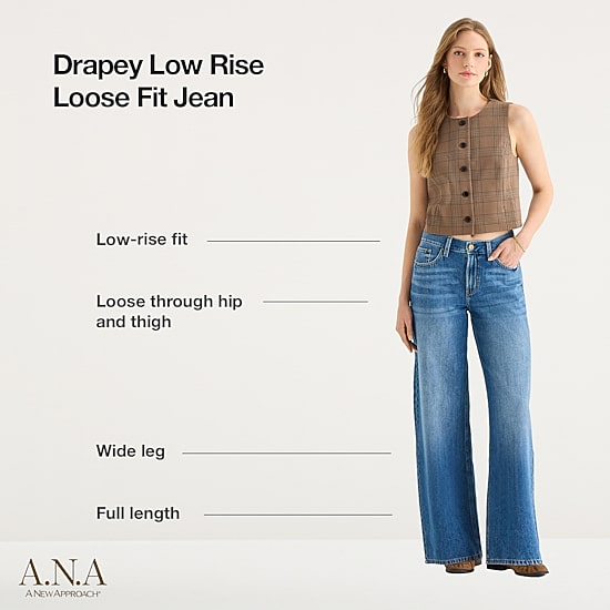 A.N.A Womens Low Rise Loose Jean