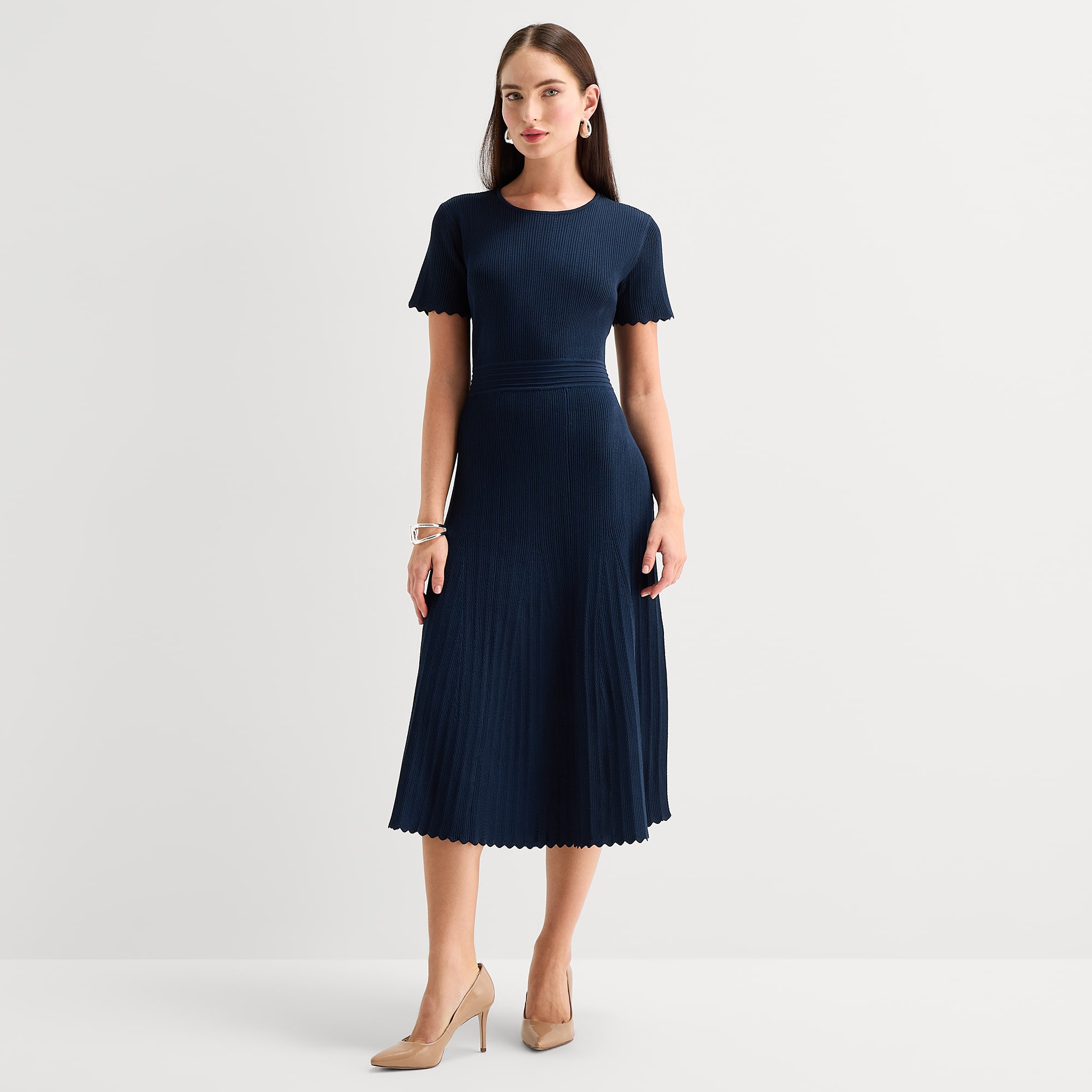 MSK Womens Short Sleeve Midi Sweater Dress