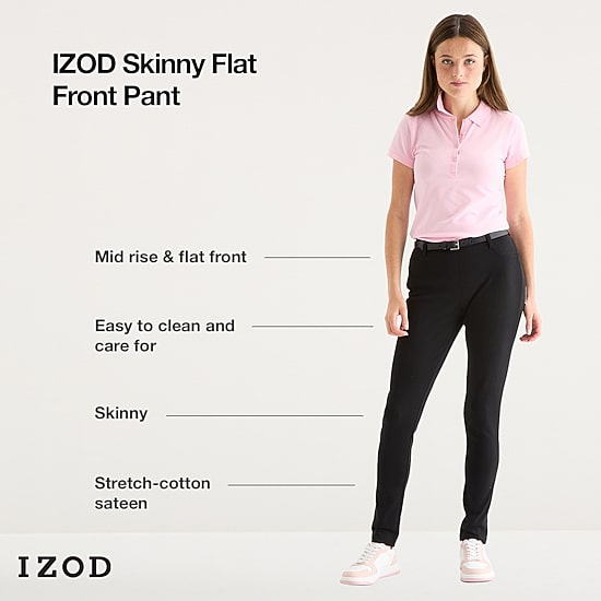 IZOD Womens Juniors Skinny Mid Rise Flat Front Pant