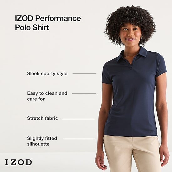 IZOD Performance Womens Juniors Short Sleeve Polo Shirt - JCPenney
