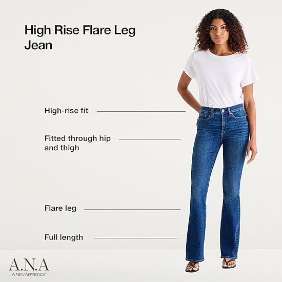 A.N.A Womens High Rise Flare Leg Jean