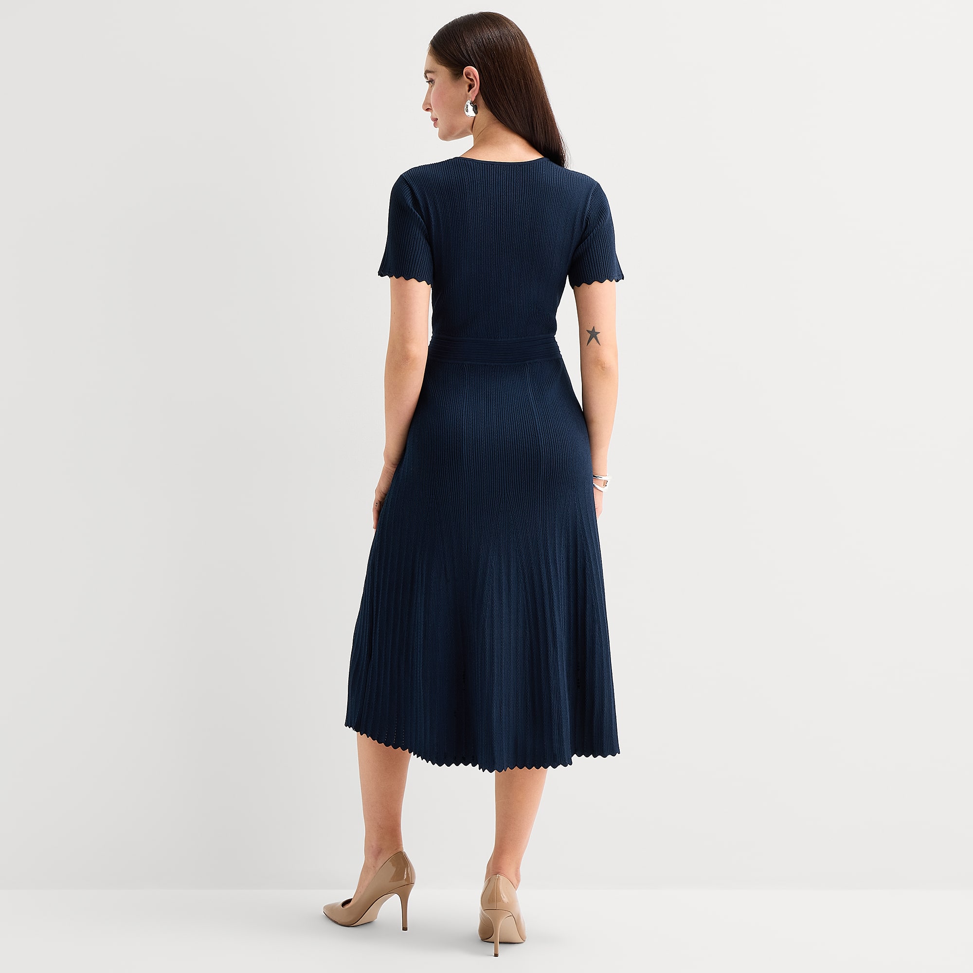 MSK Womens Short Sleeve Midi Sweater Dress