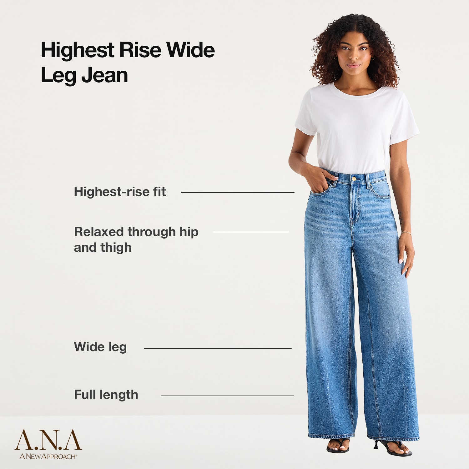 A.N.A Womens Highest Rise Wide Leg Jean
