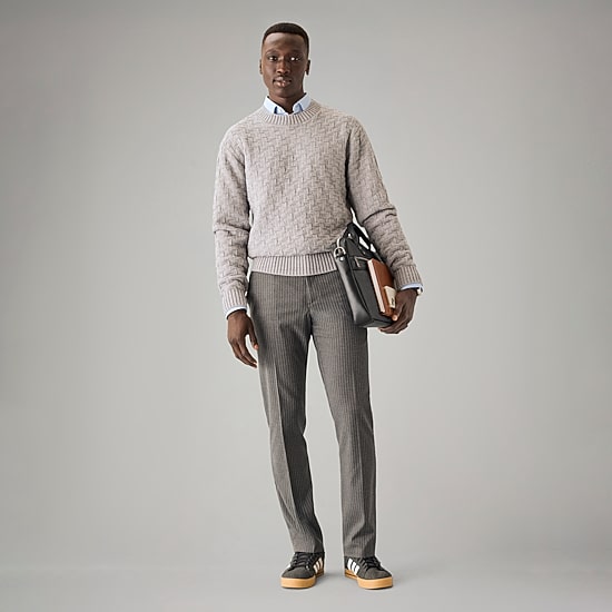 J. Ferrar Chalk Stripe Mens Straight Fit Dress Flat Front Pant