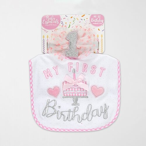 Baby Essentials Babies' Girls 2-pc. Bib In Pink