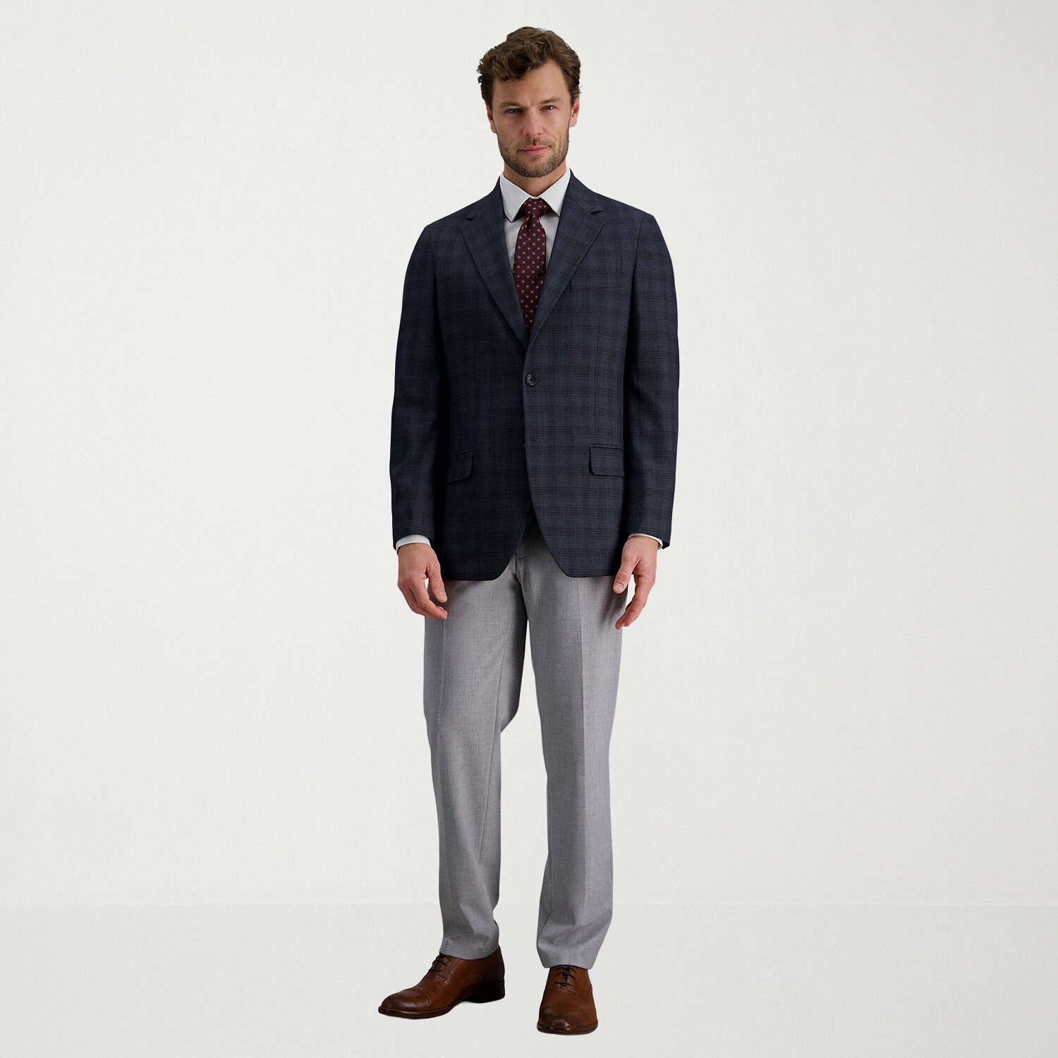 Haggar JMH Premium Stretch Mens Plaid Modern Fit Sport Coat
