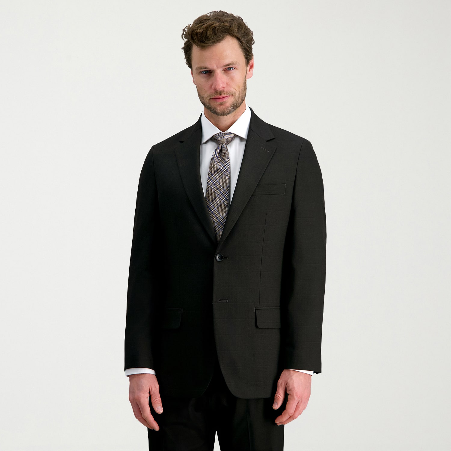 Haggar JMH Tailored Windowpane Mens Stretch Fabric Modern Fit Suit Jacket