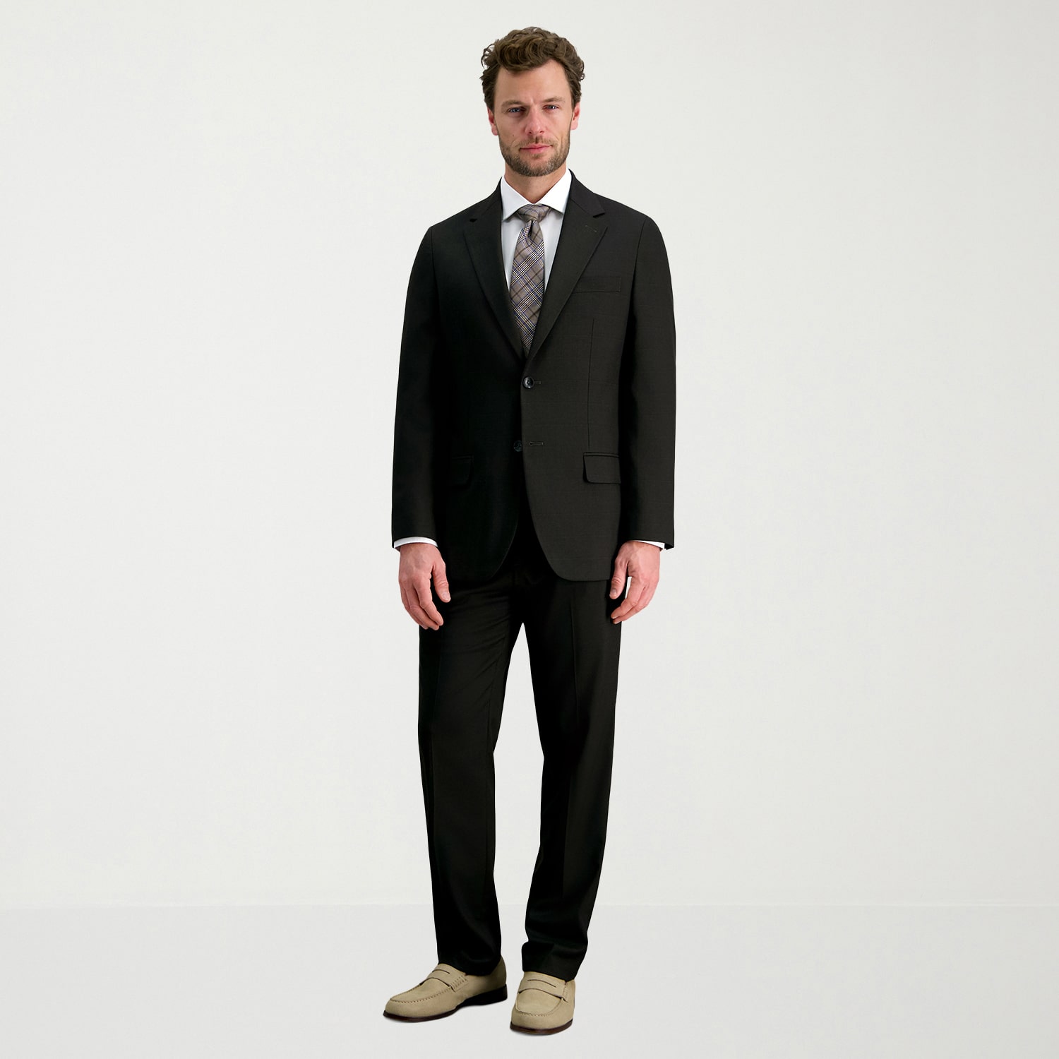Haggar JMH Tailored Mens Modern Fit Windowpane Flat Front Suit Pant