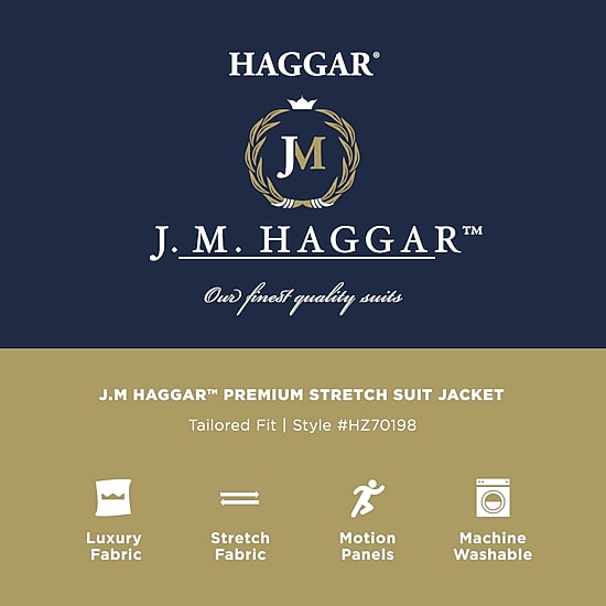 Haggar JMH Tailored Windowpane Mens Stretch Fabric Modern Fit Suit Jacket