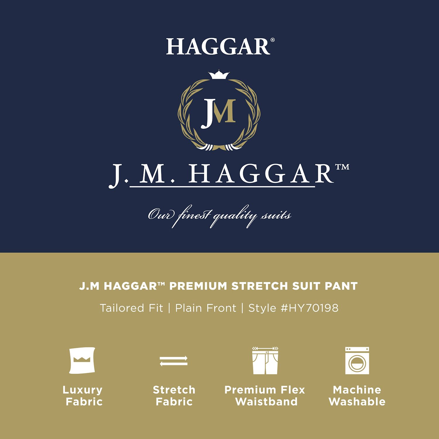 Haggar JMH Tailored Mens Modern Fit Windowpane Flat Front Suit Pant