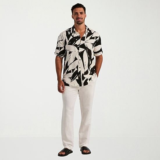 Cubavera Mens Short Sleeve Regular Fit Button-Down Shirt, Color: Egret ...