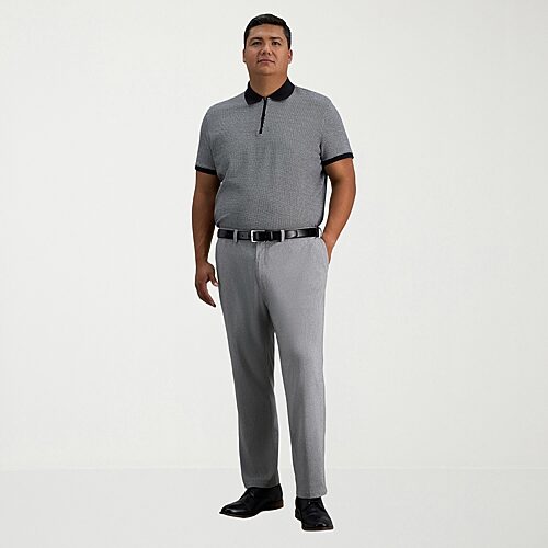 Haggar Cool Right Performance Flex Mens Straight Fit Big and Tall Flat Front Pant, 48 29, Gray