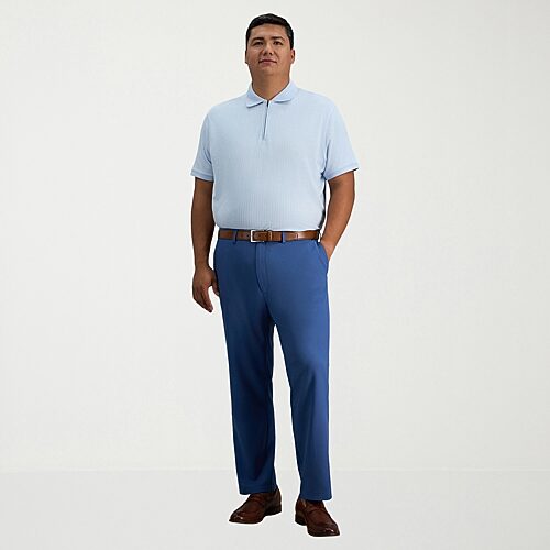 Haggar Cool Right Performance Flex Mens Straight Fit Big and Tall Flat Front Pant, 50 29, Blue
