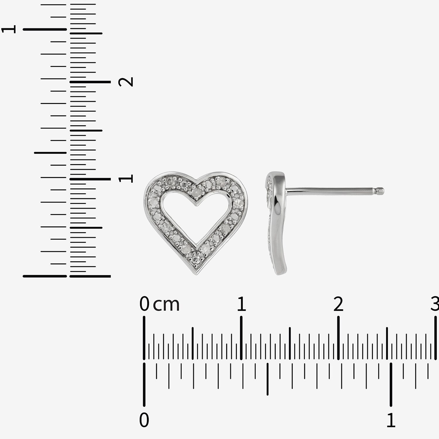 Limited Quantities! 1/10 CT. T.W. Natural White Diamond Sterling Silver 10.5mm Heart Stud Earrings