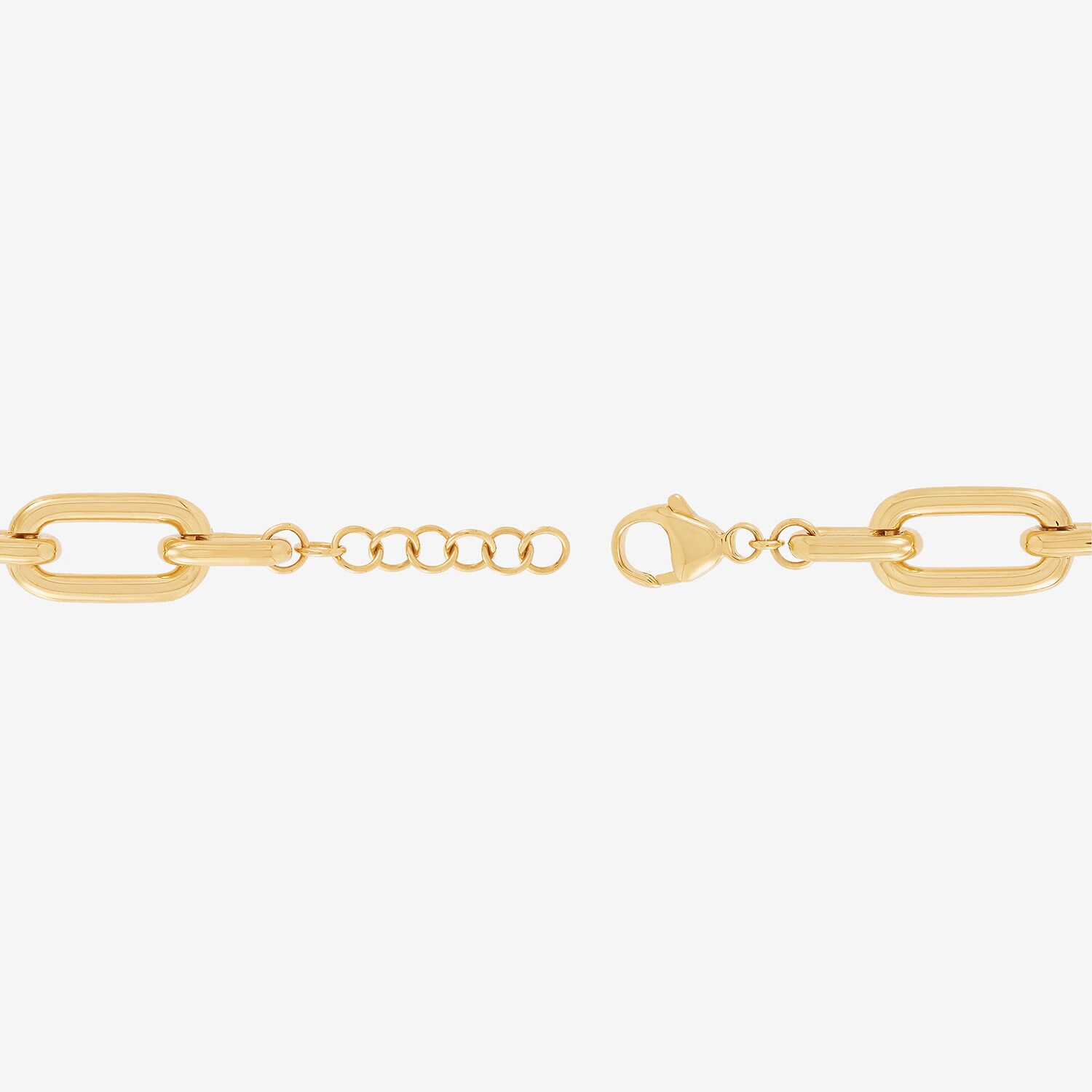 Womens 24K Gold Over Silver 6 1/2 Inch Hollow Link Chain Bracelet