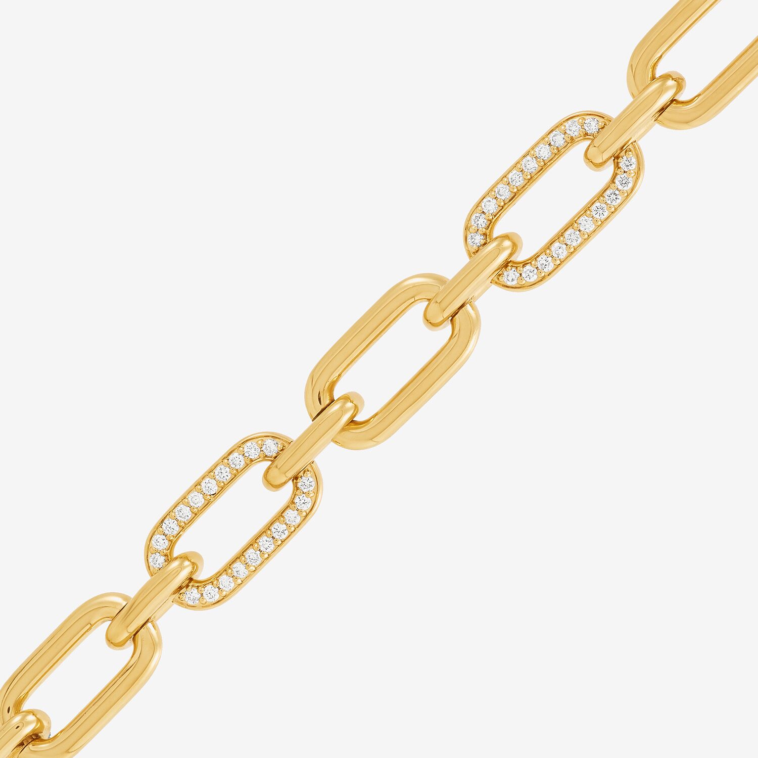 Womens 24K Gold Over Silver 6 1/2 Inch Hollow Link Chain Bracelet