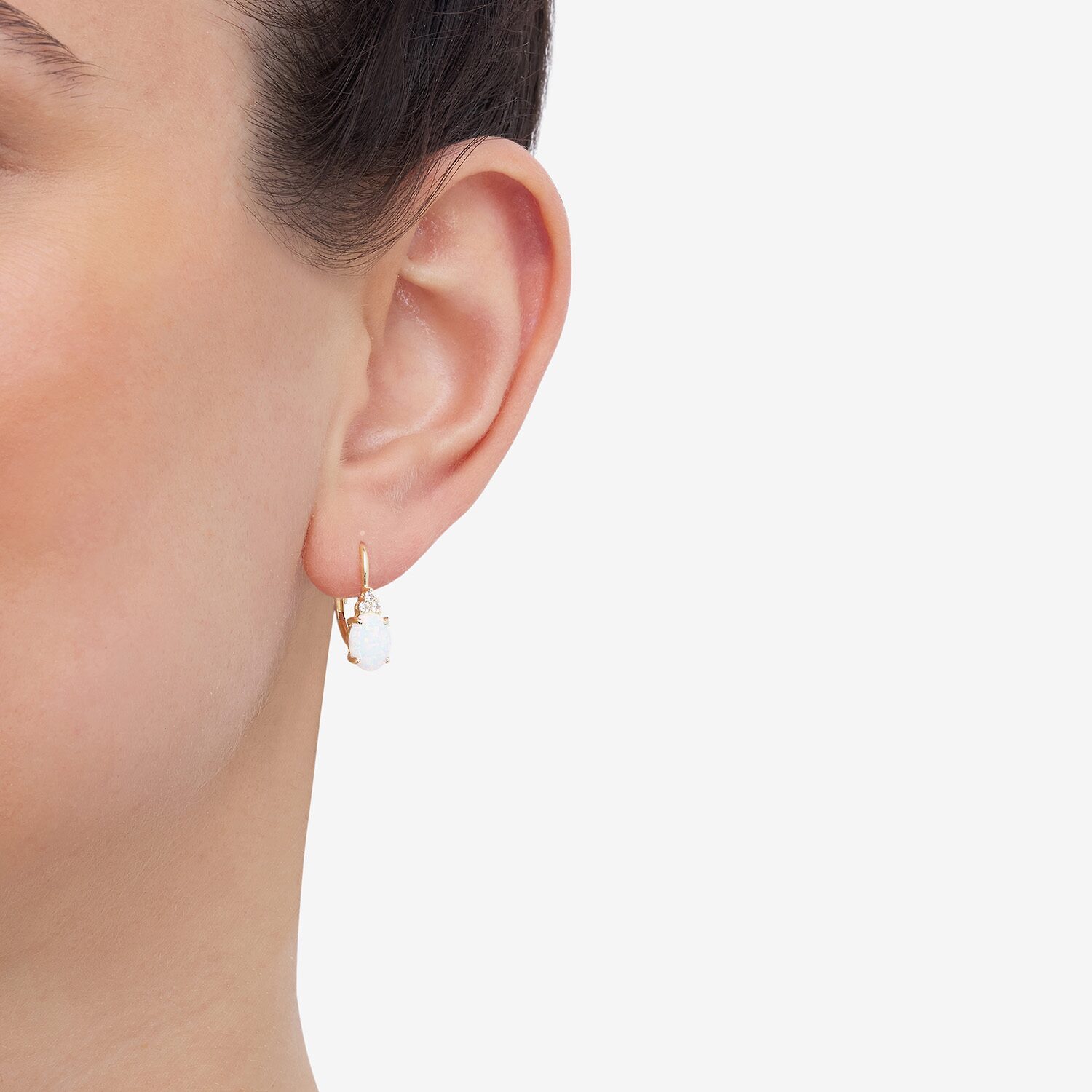 Limited Quantities! Womens Lab Created White Opal 10K Gold 18.2mm Hoop Earrings
