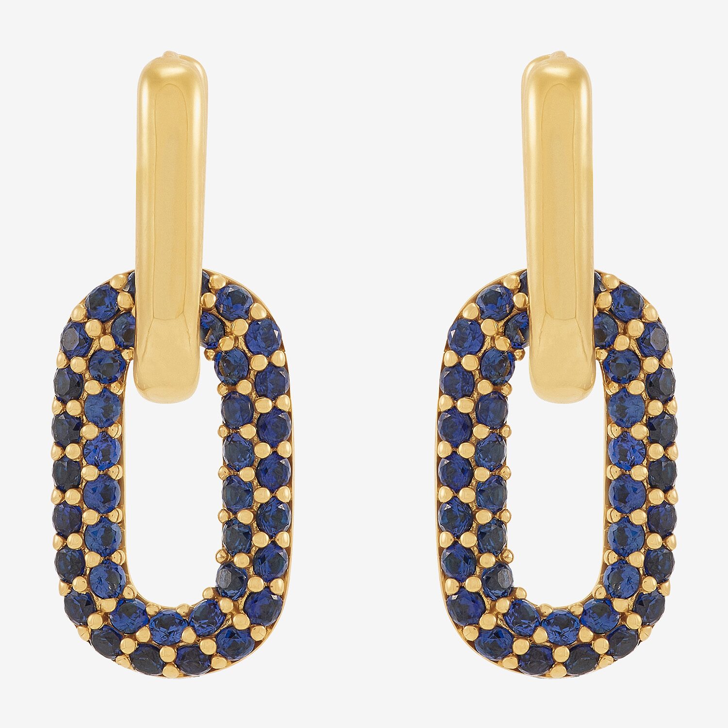 Limited Quantities! Womens Lab Created Blue Sapphire 24K Gold Over Silver 28.2mm Hoop Earrings
