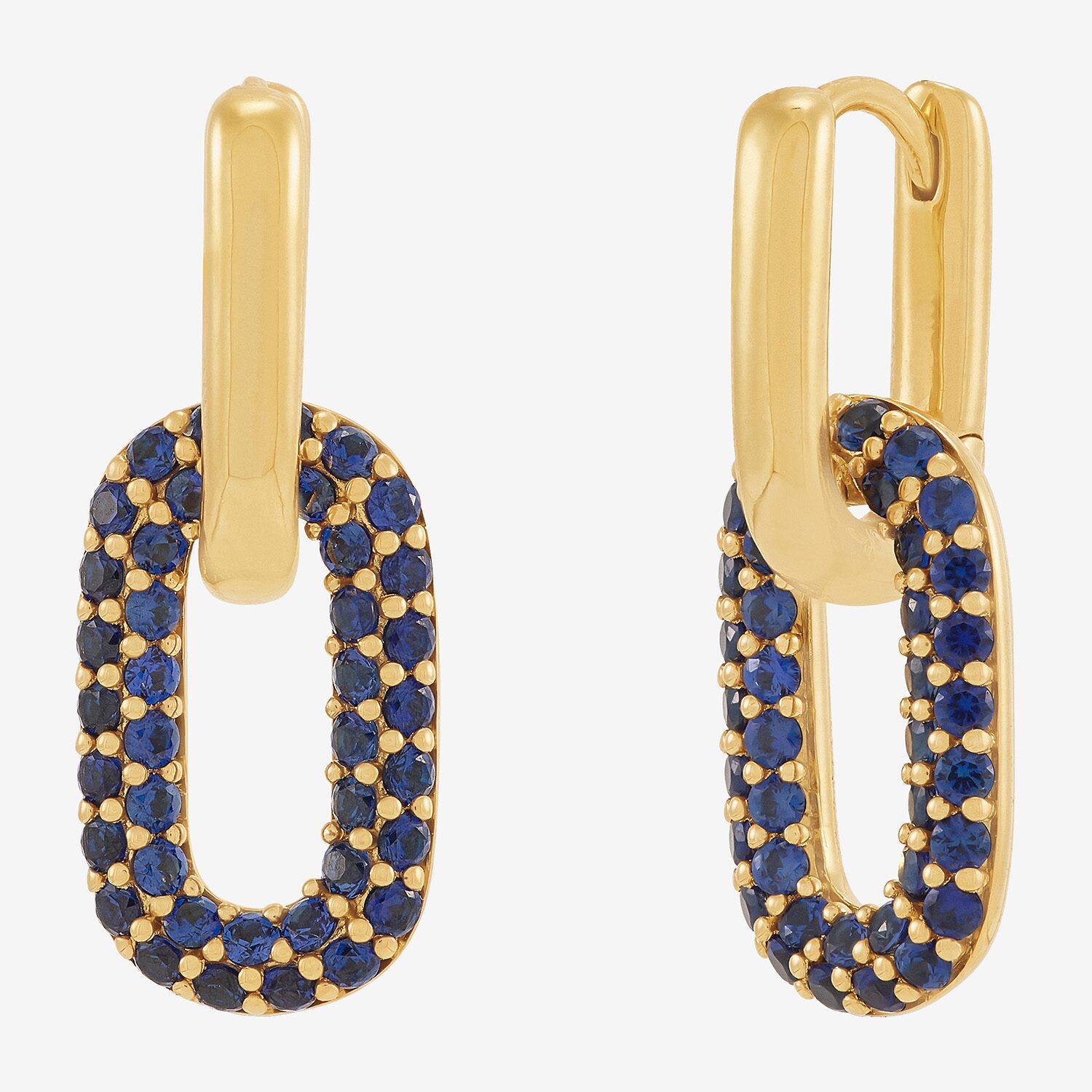 Limited Quantities! Womens Lab Created Blue Sapphire 24K Gold Over Silver 28.2mm Hoop Earrings