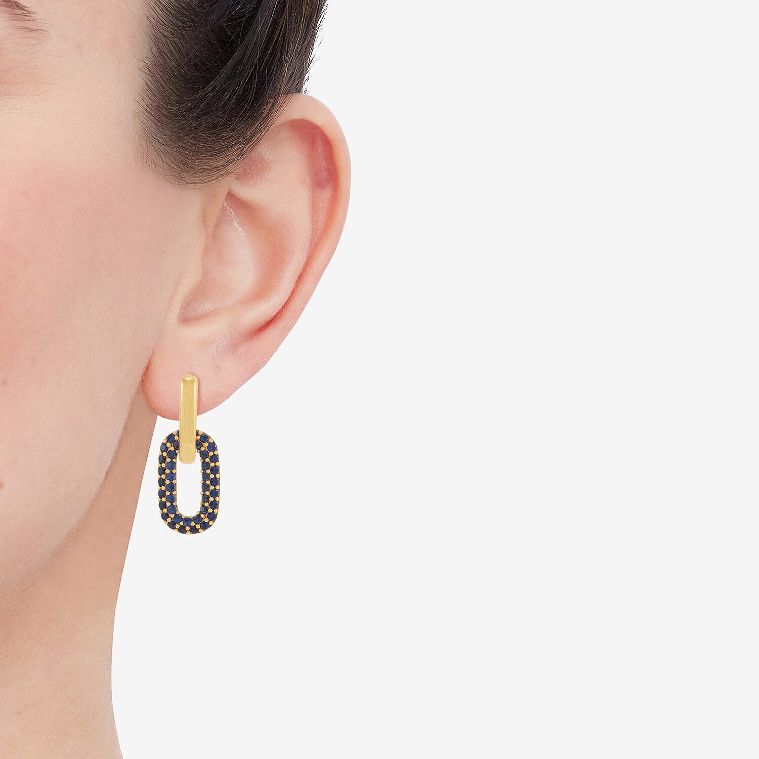 Limited Quantities! Womens Lab Created Blue Sapphire 24K Gold Over Silver 28.2mm Hoop Earrings