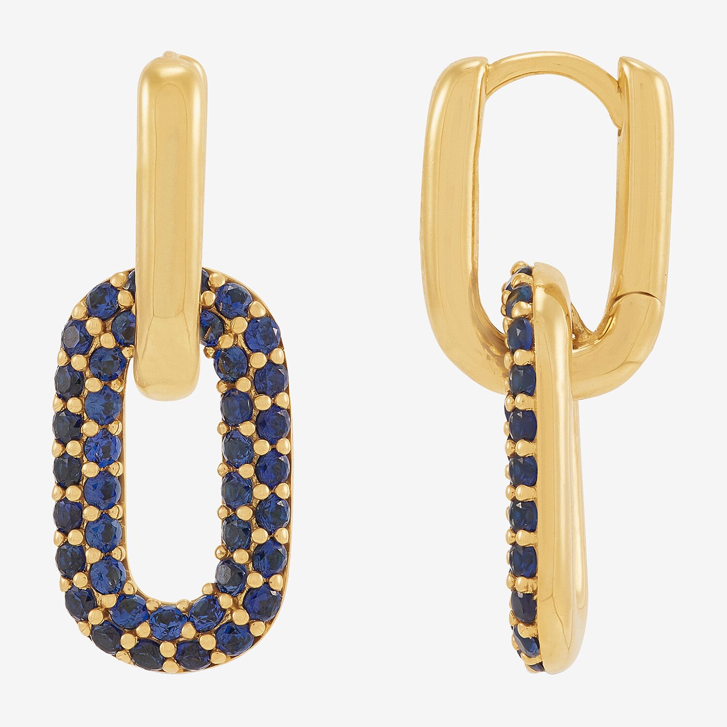 Limited Quantities! Womens Lab Created Blue Sapphire 24K Gold Over Silver 28.2mm Hoop Earrings