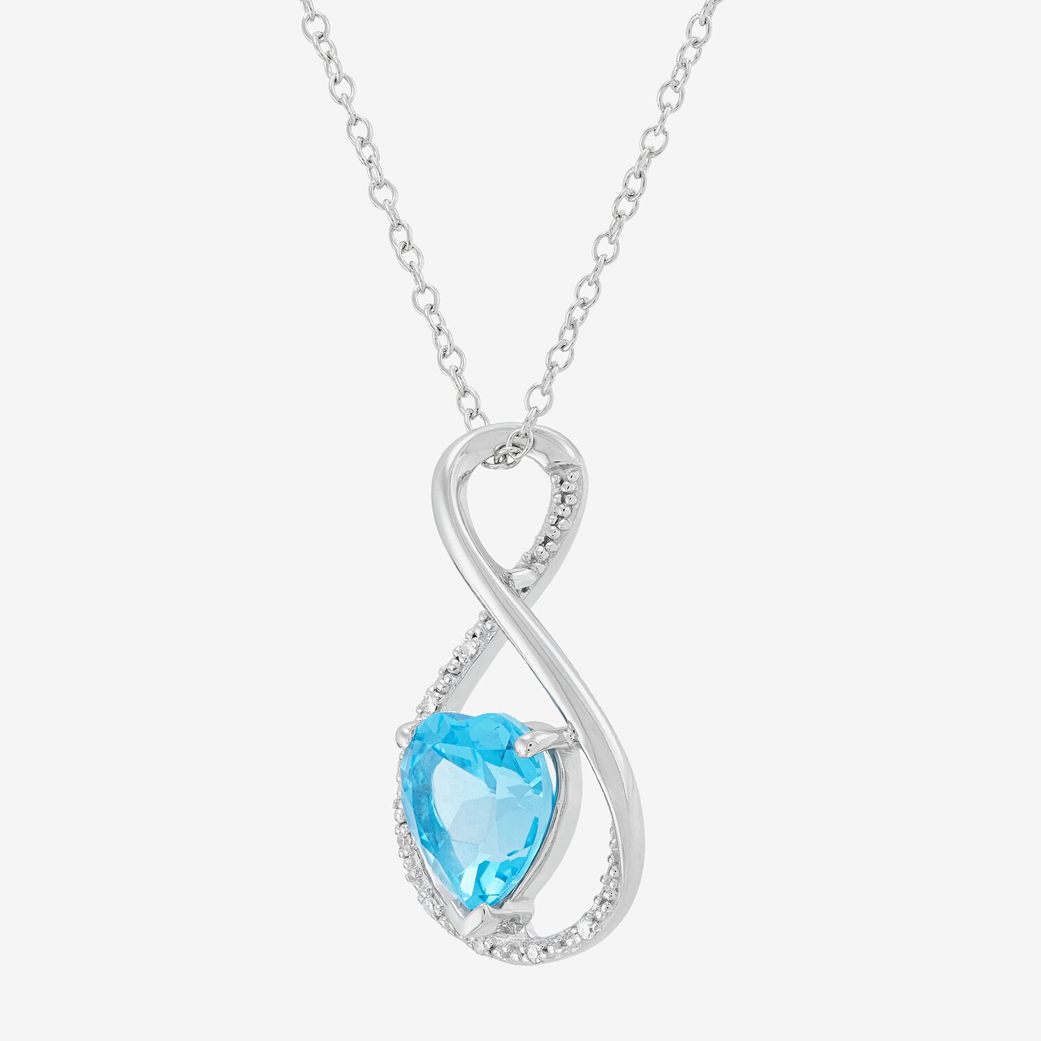 Limited Quantities! Womens Diamond Accent Genuine Blue Topaz Sterling Silver Heart 18 Inch Pendant Necklace