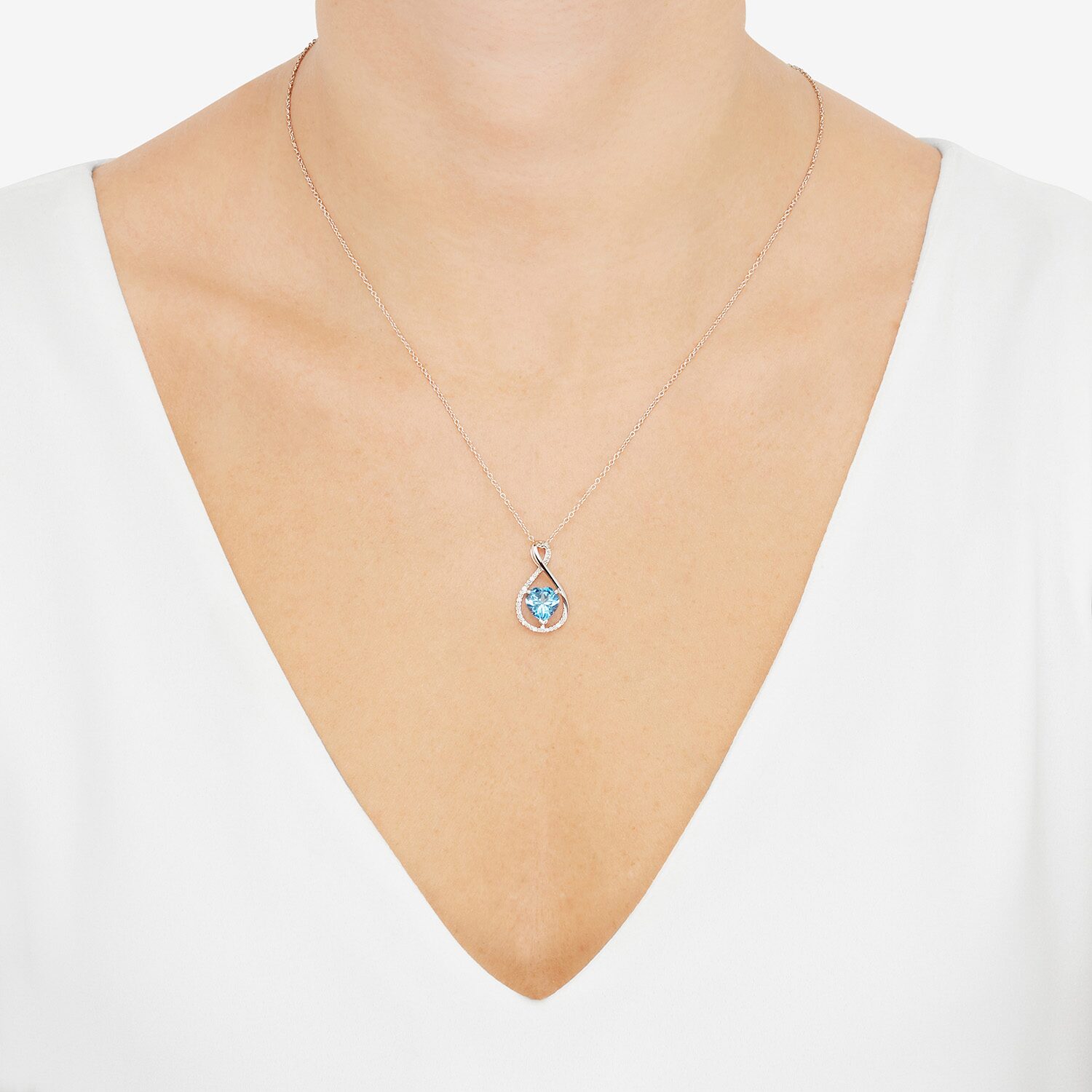 Limited Quantities! Womens Diamond Accent Genuine Blue Topaz Sterling Silver Heart 18 Inch Pendant Necklace