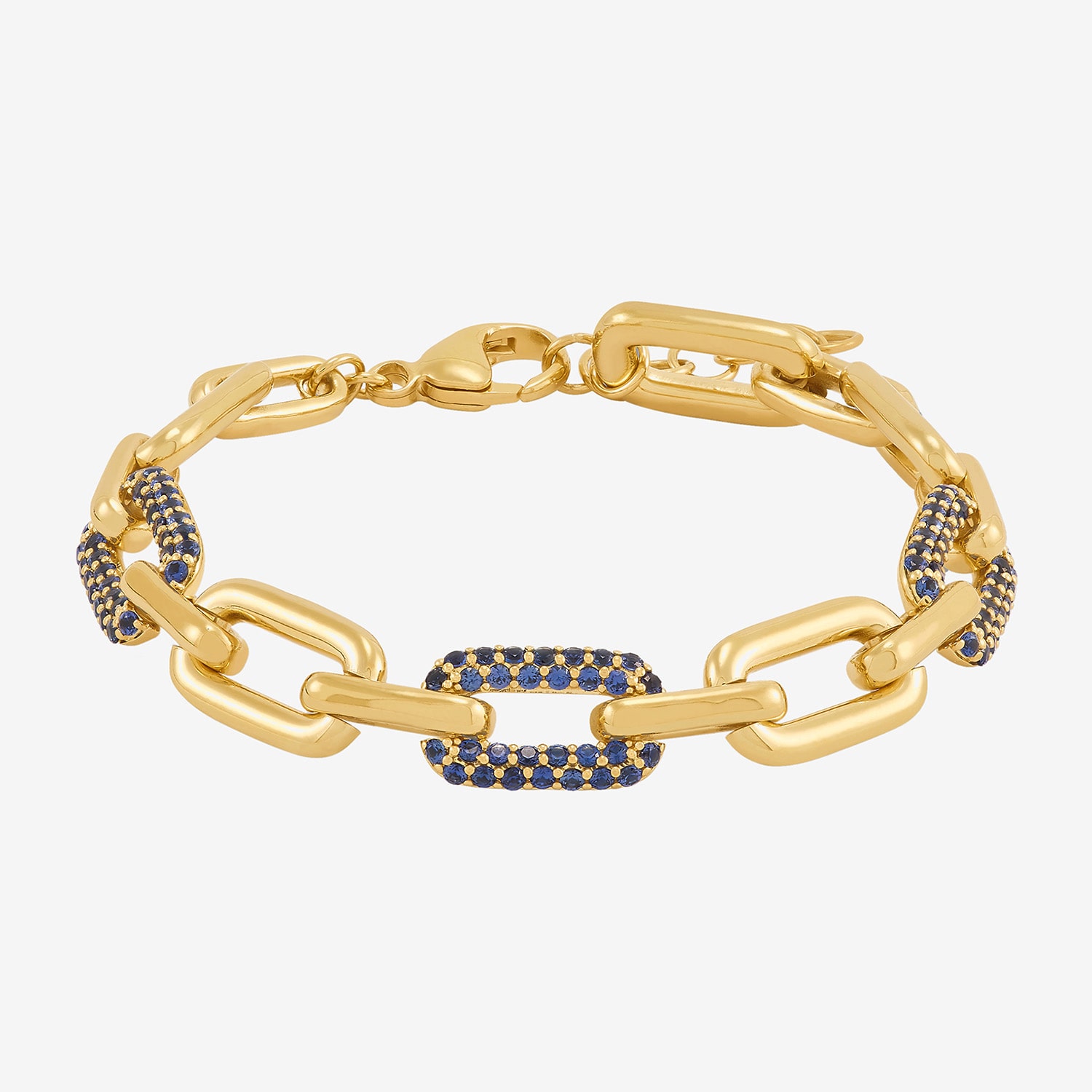 Limited Quantities! Womens 24K Gold Over Silver 6 1/2 Inch Hollow Link Chain Bracelet