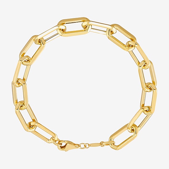 Bonded Brilliance Womens 14K Gold Bonded With Sterling Silver 7 3/4 Inch Hollow Paperclip Chain Bracelet