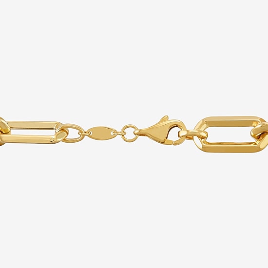 Bonded Brilliance Womens 14K Gold Bonded With Sterling Silver 7 3/4 Inch Hollow Paperclip Chain Bracelet