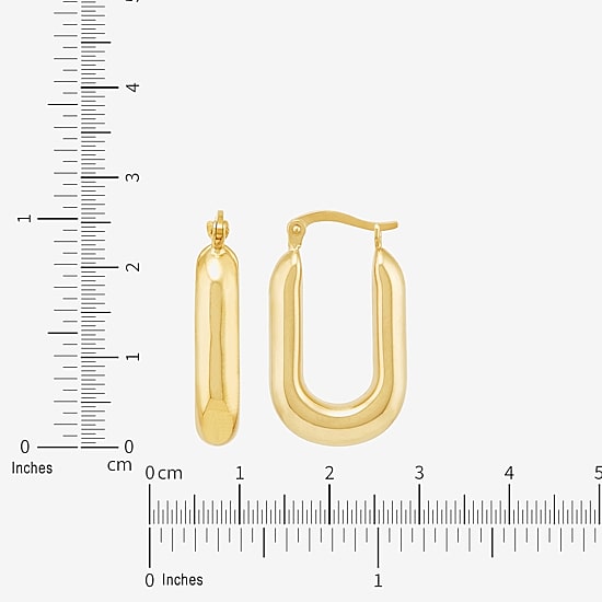 Bonded Brilliance Womens 14K Gold Bonded With Sterling Silver 6.4mm Hoop Earrings