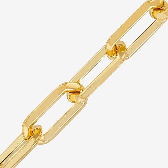 Bonded Brilliance Womens 14K Gold Bonded With Sterling Silver 7 3/4 Inch Hollow Paperclip Chain Bracelet