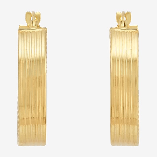 Bonded Brilliance Womens 14K Gold Bonded With Sterling Silver Hoop Earrings