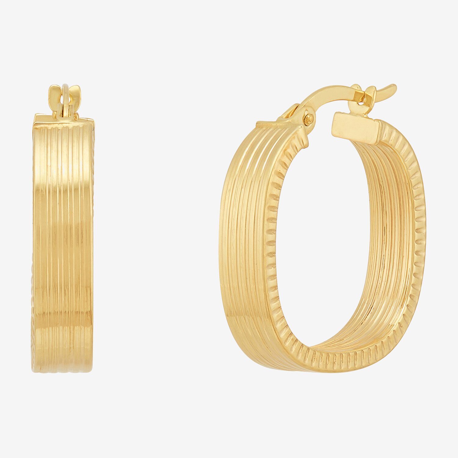 Bonded Brilliance Womens 14K Gold Bonded With Sterling Silver Hoop Earrings