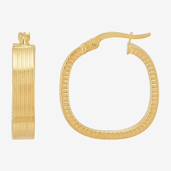 Bonded Brilliance Womens 14K Gold Bonded With Sterling Silver Hoop Earrings