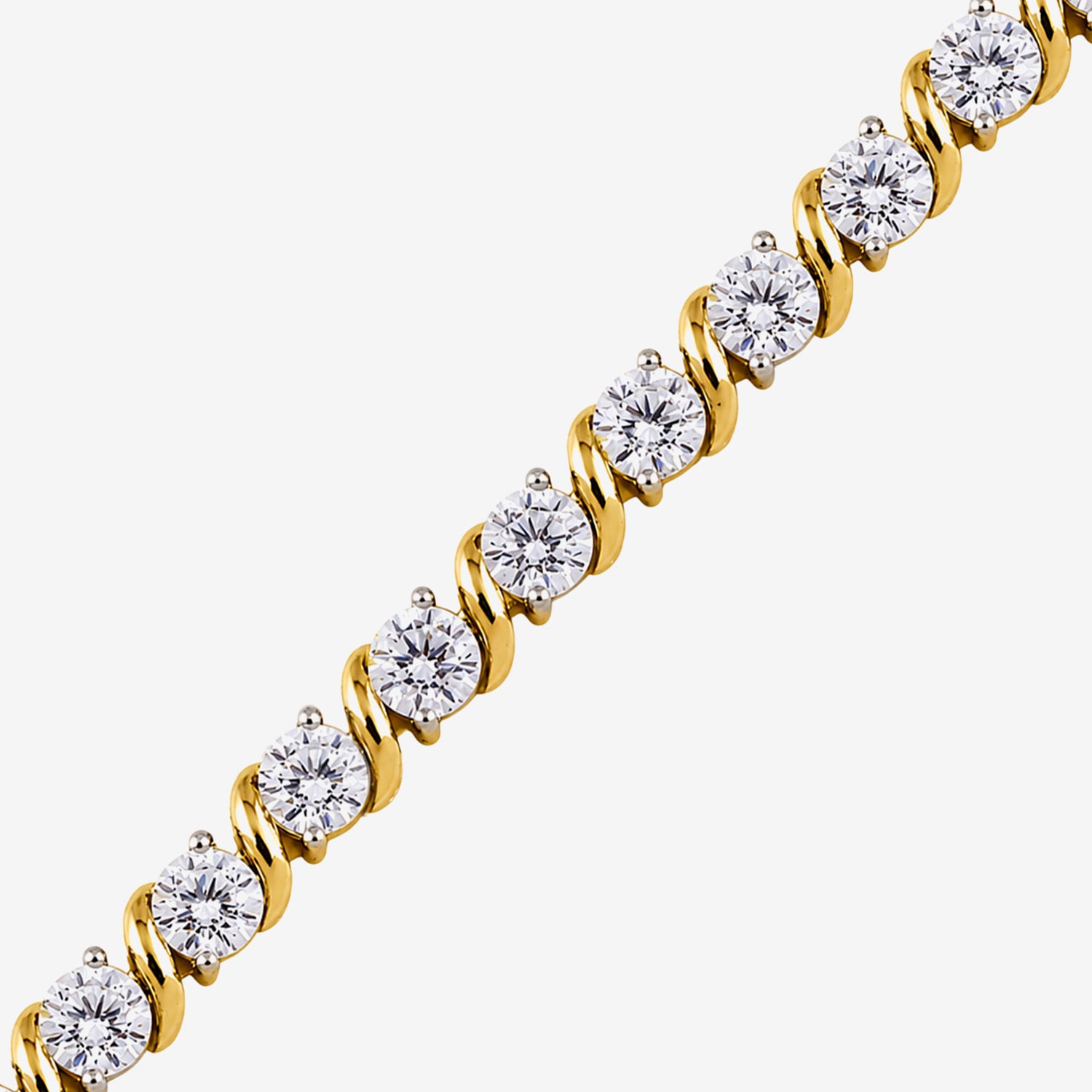 (G-H / Si2-I1) Womens 7 Ct.T.W. Lab Grown White Diamond 14K Gold Over Silver 7.5 Inch Tennis Bracelet