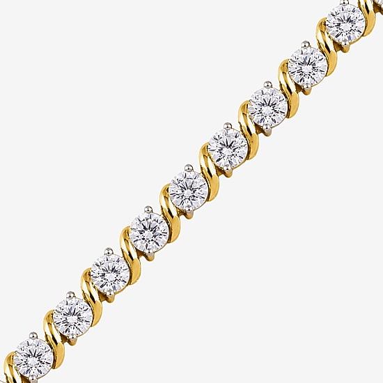 (G-H / Si2-I1) Womens 7 Ct.T.W. Lab Grown White Diamond 14K Gold Over Silver 7.5 Inch Tennis Bracelet