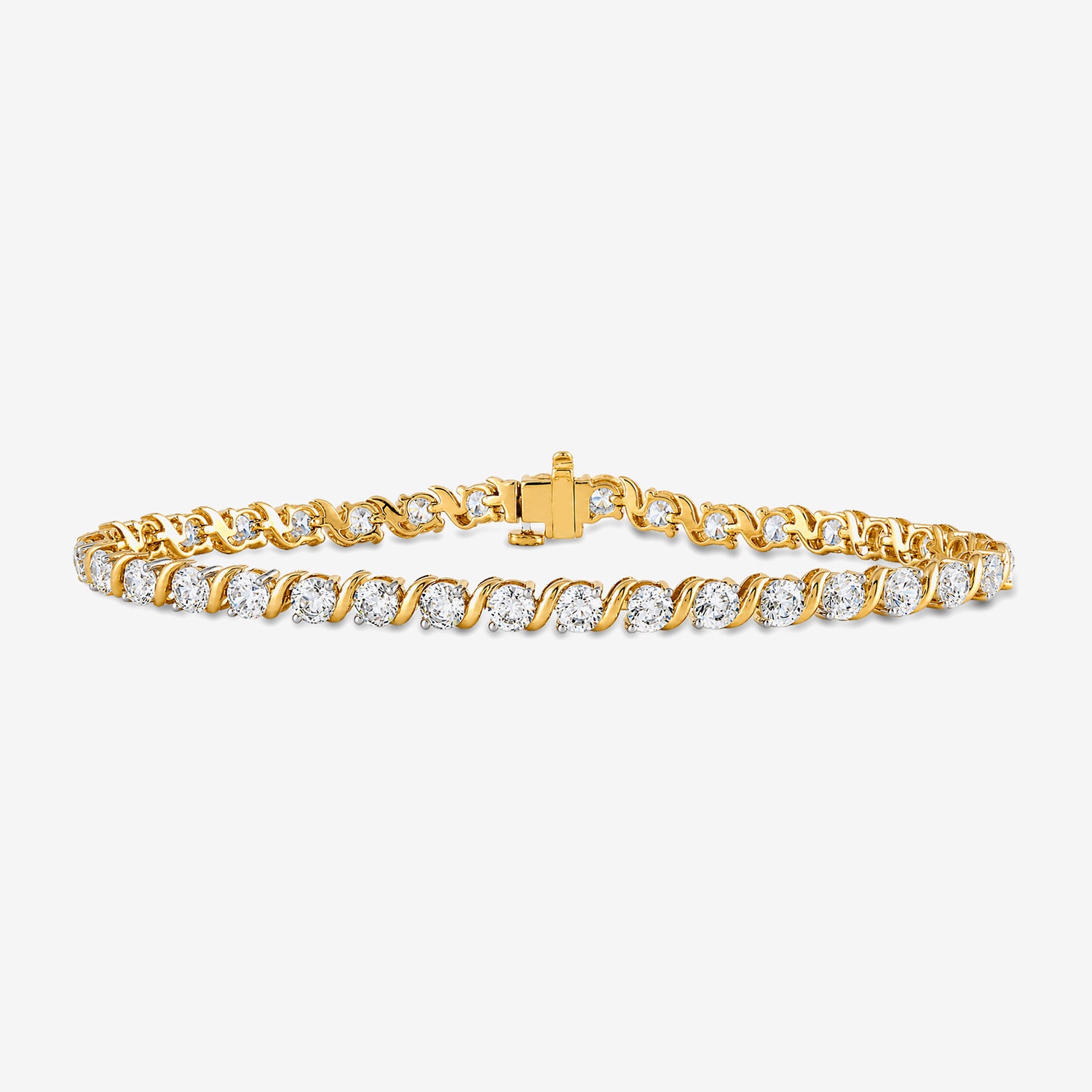 (G-H / Si2-I1) Womens 7 Ct.T.W. Lab Grown White Diamond 14K Gold Over Silver 7.5 Inch Tennis Bracelet