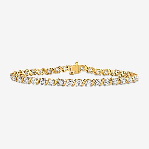 Fine Jewelry (g-h / Si2-i1) Womens 7 Ct.t.w. Lab Grown White Diamond 14k Gold Over Silver 7.5 Inch Tennis Bracele In Yellow