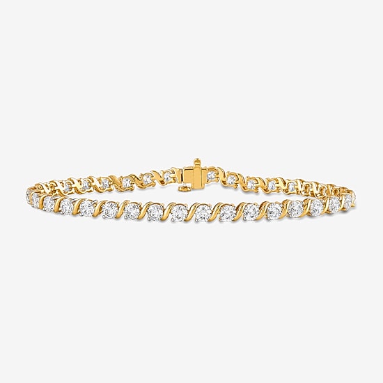 (G-H / Si2-I1) Womens 7 Ct.T.W. Lab Grown White Diamond 14K Gold Over Silver 7.5 Inch Tennis Bracelet