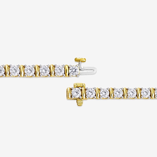 (G-H / Si2-I1) Womens 5 CT. T.W. Lab Grown White Diamond 14K Gold Over Silver 7 Inch Tennis Bracelet