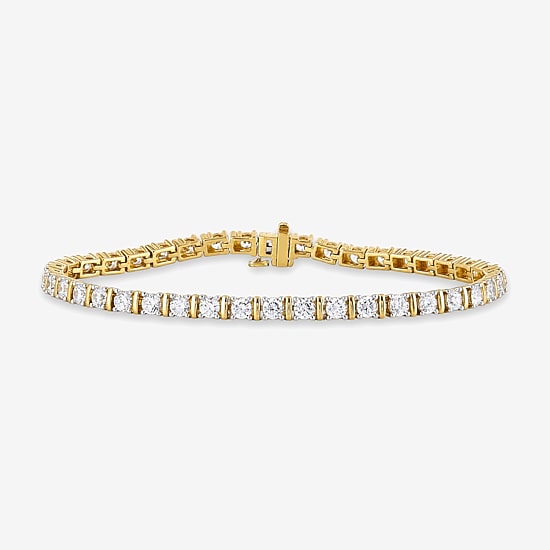 (G-H / Si2-I1) Womens 5 CT. T.W. Lab Grown White Diamond 14K Gold Over Silver 8 Inch Tennis Bracelet