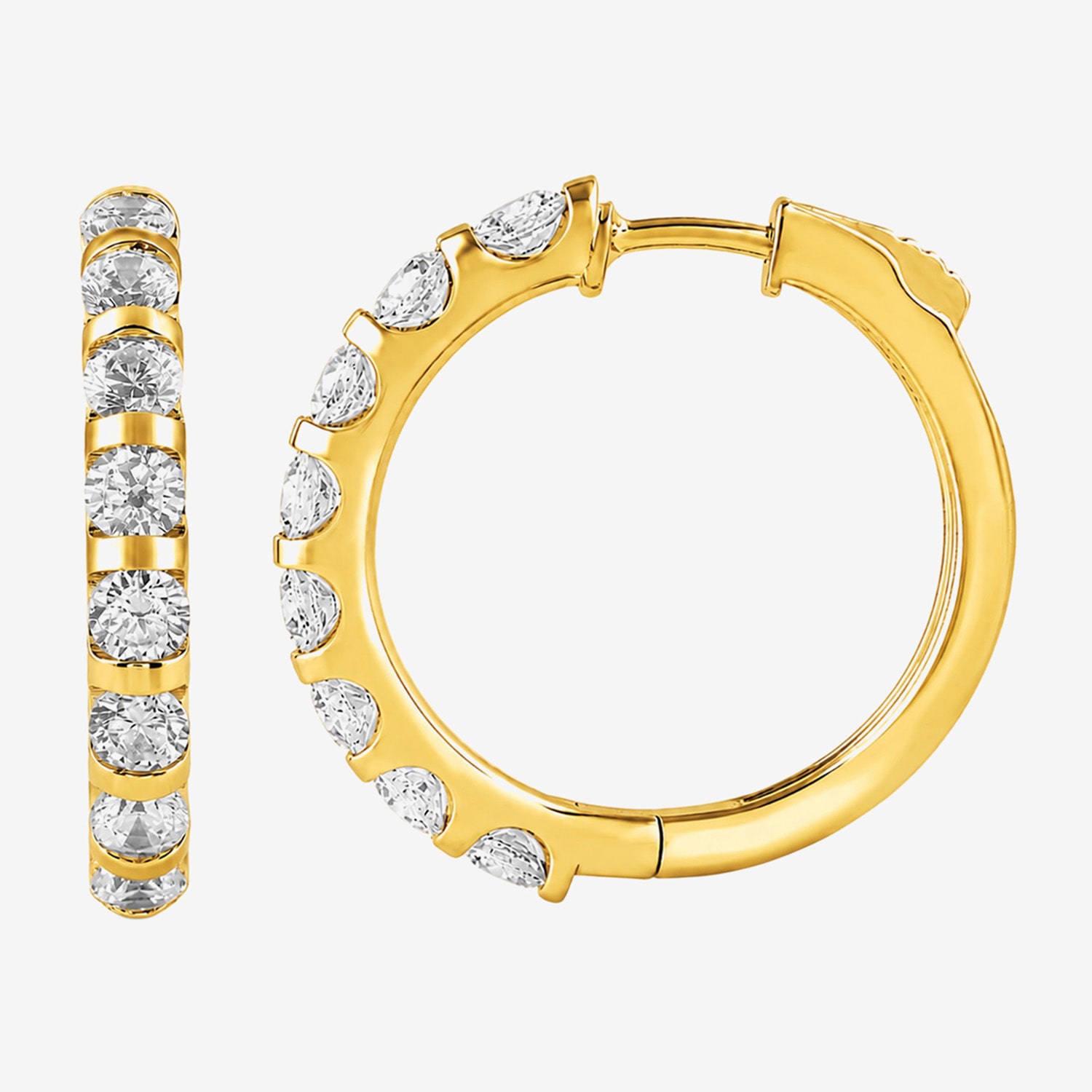 (G-H / Si2-I1) Womens 2 CT. T.W. Lab Grown White Diamond 14K Gold Over Silver 23.5mm Hoop Earrings