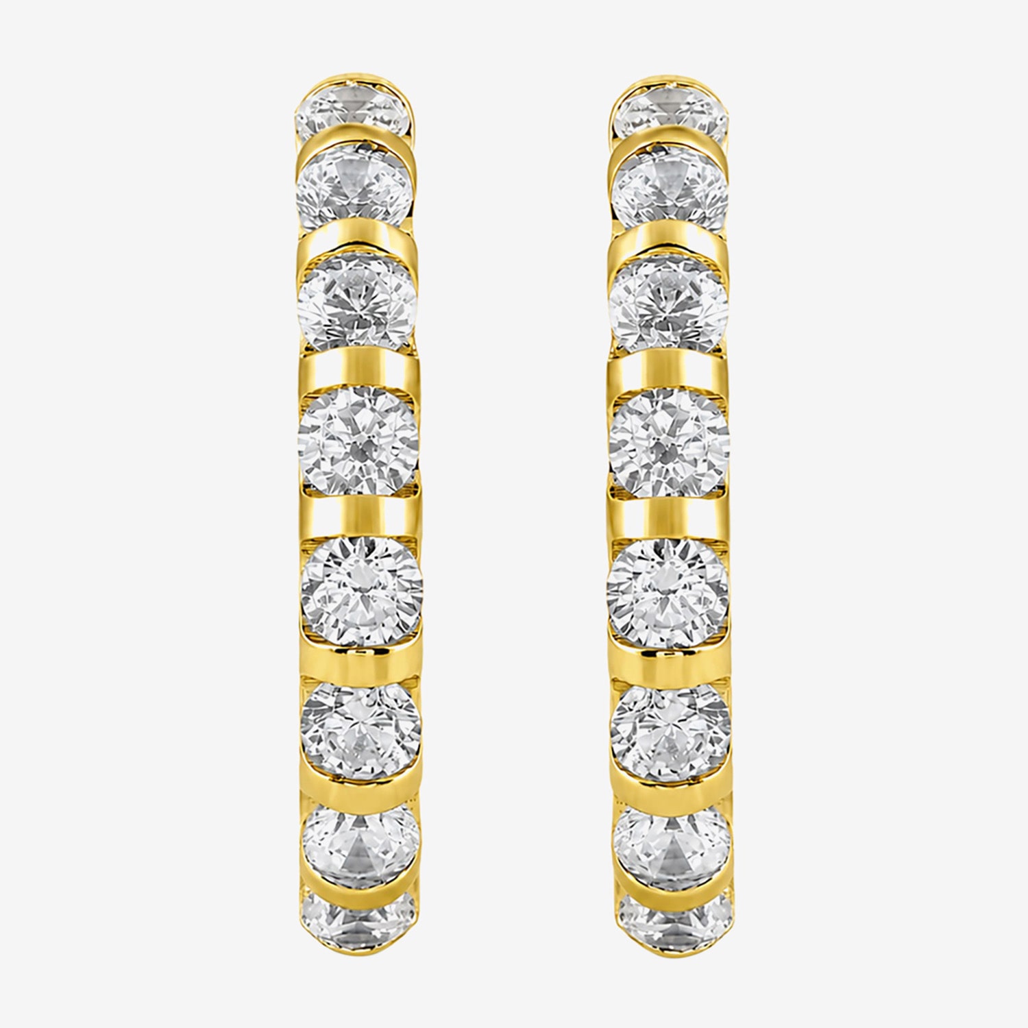 (G-H / Si2-I1) Womens 2 CT. T.W. Lab Grown White Diamond 14K Gold Over Silver 23.5mm Hoop Earrings