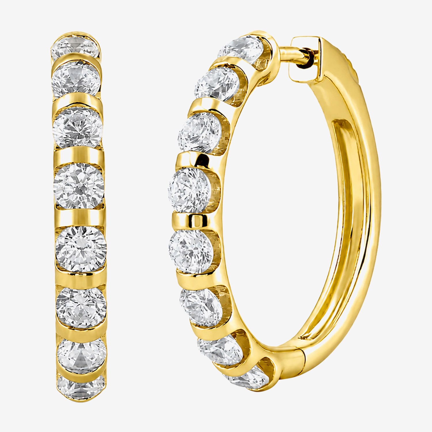 (G-H / Si2-I1) Womens 2 CT. T.W. Lab Grown White Diamond 14K Gold Over Silver 23.5mm Hoop Earrings