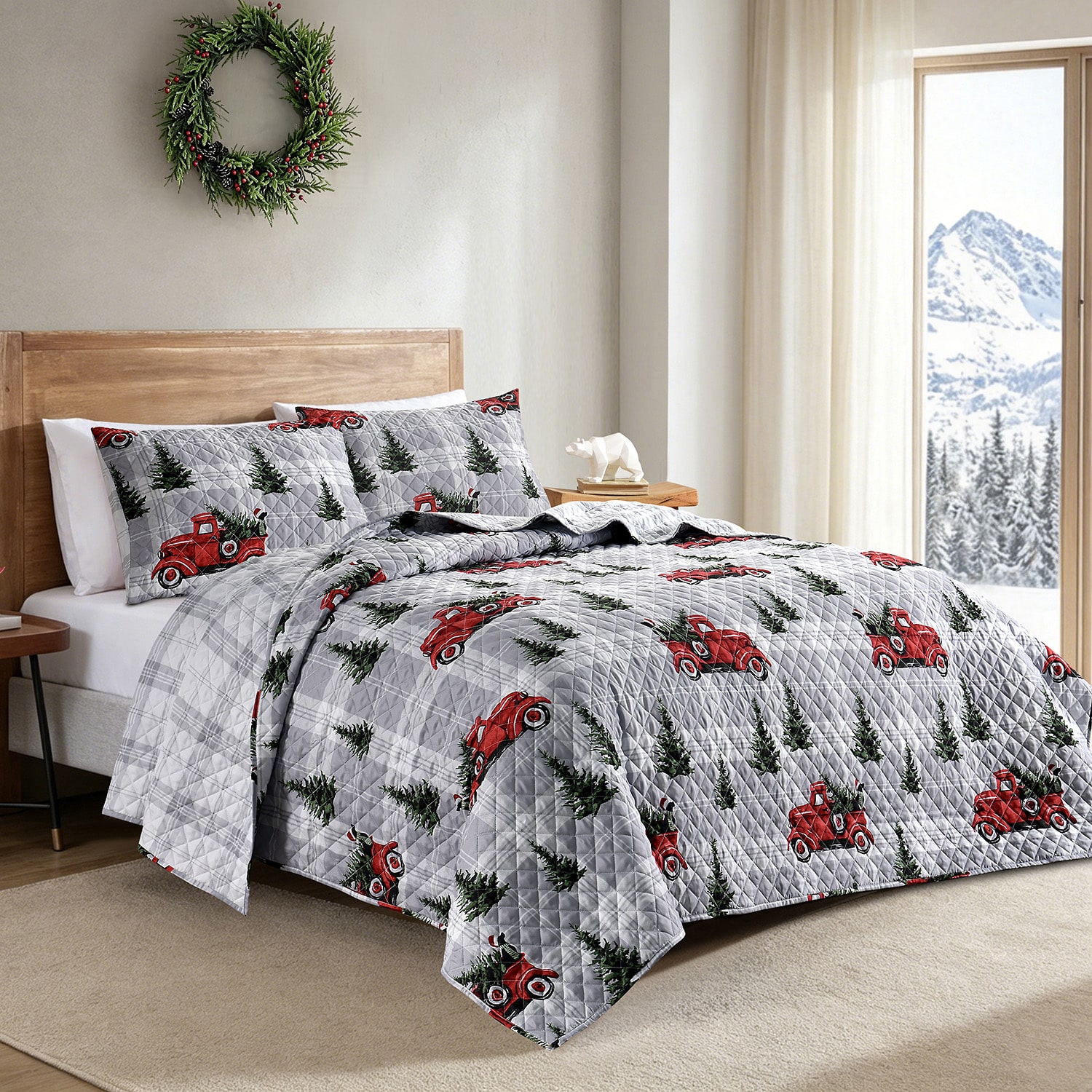Hudson & Main Truck Plaid 3-pc. Easy Care Quilt Set