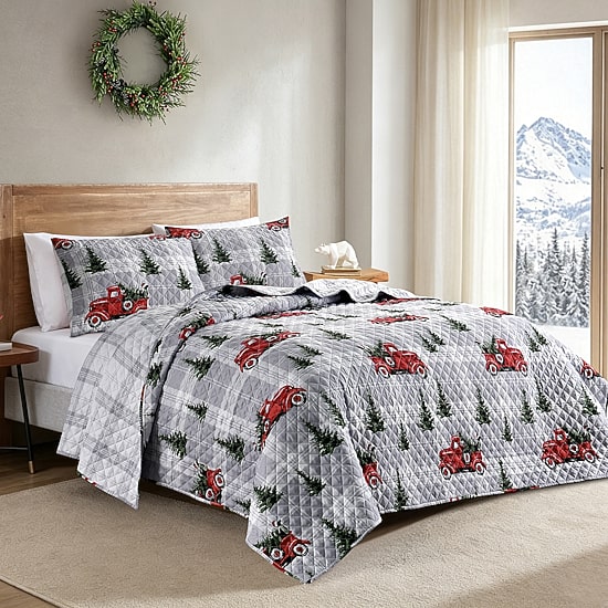 Hudson & Main Truck Plaid 3-pc. Easy Care Quilt Set