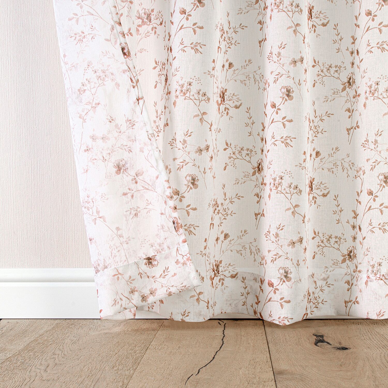 No 918 Lioren Tonal Floral Sheer Tab Top Set of 2 Curtain Panel